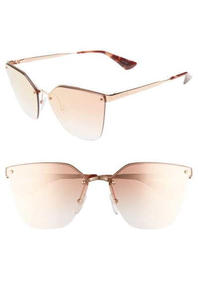 Prada 63mm Mirrored Gradient Oversize Sunglasses In Pink/ Gold/ Pink Gradient Mirr