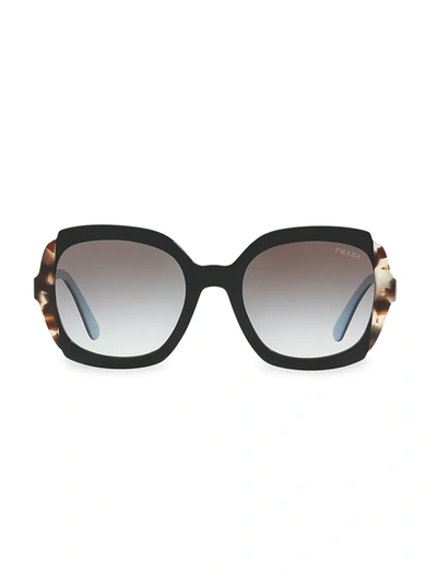Prada Pr 16us Black Azure / Spotted Brown Female Sunglasses In Grey Gradient