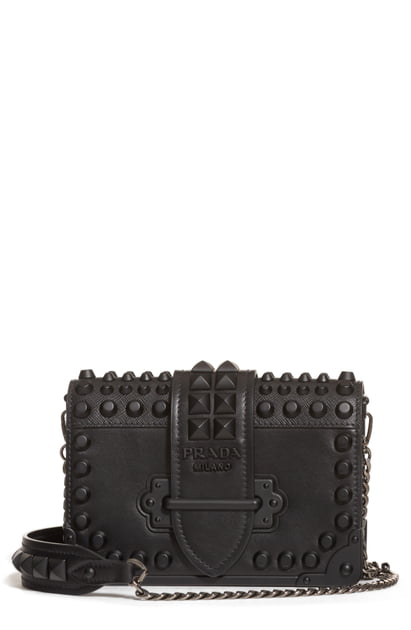 prada cahier studded leather bag