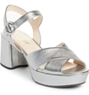 Prada Quarter Strap Platform Sandal In Silver