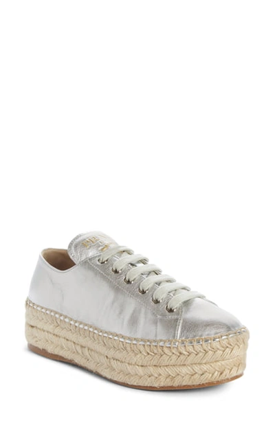 Prada Platform Espadrille Sneaker In Silver