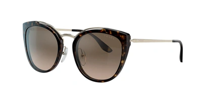Prada Acetate & Metal Mirrored Cat-eye Sunglasses In Brown Grad Grey Mirror Silver