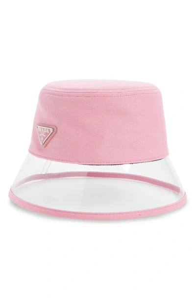 Prada Clear Brim Bucket Hat In Geranio