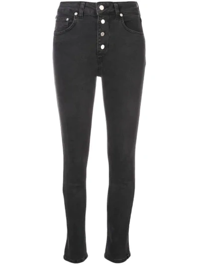 Anine Bing Frida Button Fly Skinny Jeans In Black