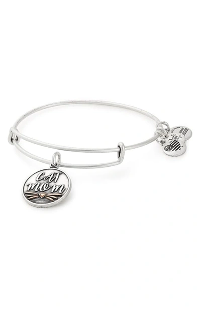 Alex And Ani Cat Mom Adjustable Wire Bangle In Silver