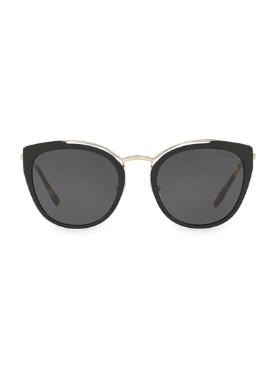 Prada 54mm Cat Eye Sunglasses - Black/ Gold Solid In Grey