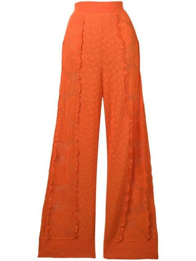 Stella Mccartney Linear Lace Pants Over Boy Shorts In Orange