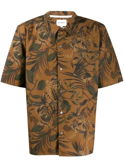 Norse Projects Floral Short-sleeve Shirt In Brown