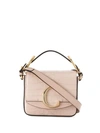 Chloé Mini C Crocodile Embossed Crossbody Bag In 6j5 Cement Pink