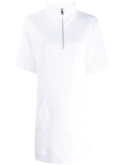 Dkny Half Zip Logo Sneaker Dress - White