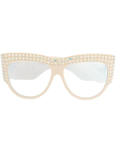 Gucci Eyewear Embellished Cat-eye Glasses - White
