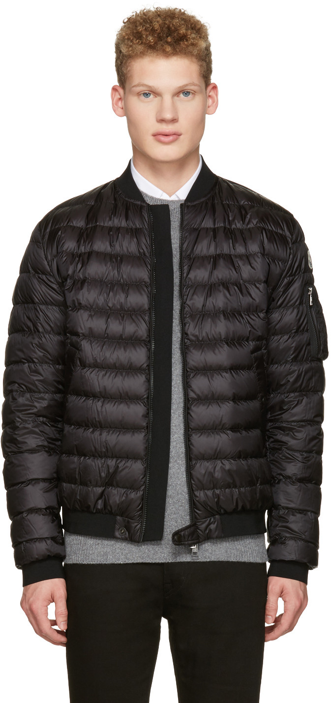 Moncler Black Down Aidan Bomber Jacket | ModeSens