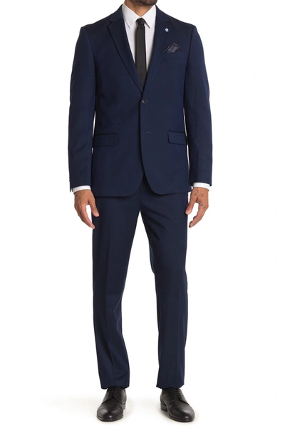Ben Sherman Men's Slim-fit Textured Wool Blend Suit In Navy