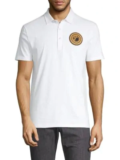 Versace Logo Patch Cotton Polo In White