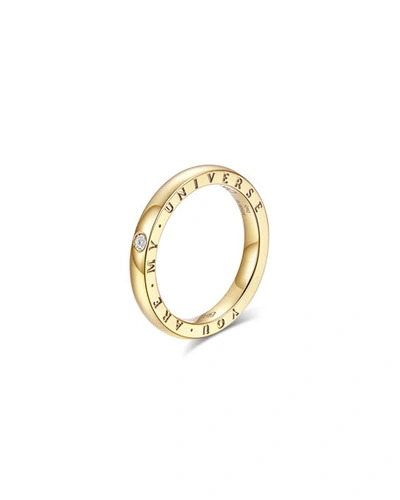 Alberto Milani Dirce "you Are My Universe" 18k Yellow Gold 2.5mm Band Ring W/ Diamond