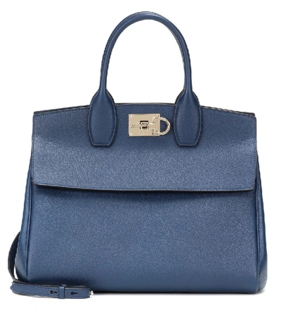 Ferragamo Studio Medium Leather Satchel Bag In Blue