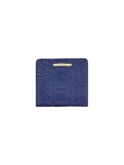 Gigi New York Mini Python-embossed Leather Bi-fold Wallet In Ocean