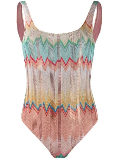 Missoni Knit Zigzag High-cut One-piece Swimsuit In Multicolor