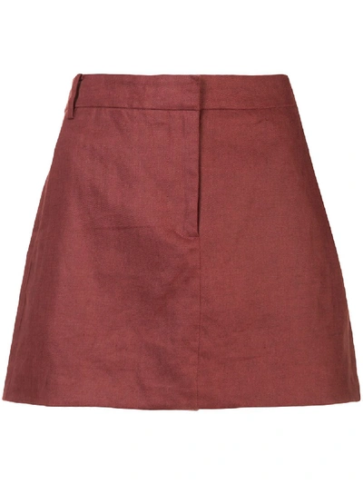 Tibi Canvas Mini Trouser Skirt In Red.