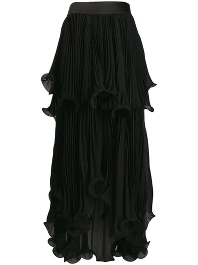 Genny Pleated Full Skirt In Black