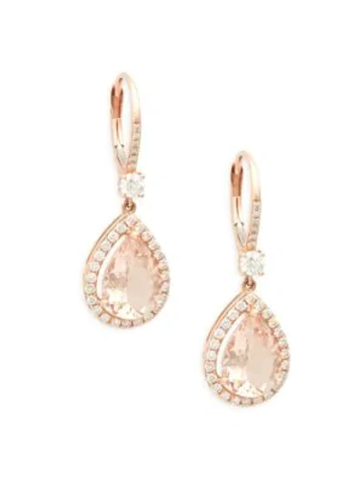 Saks Fifth Avenue Women's 14k Rose Gold, Morganite & Diamond Drop Earrings