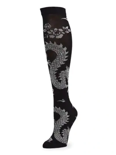 Natori Dragon Knee High Socks In Grey