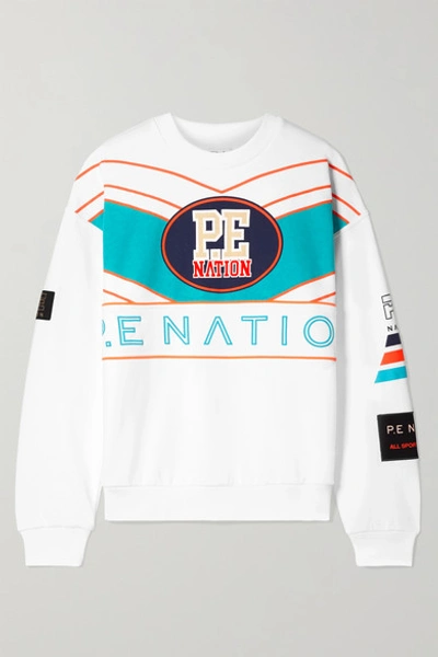 P.e Nation Secure Defence Oversized Printed Embroidered Cotton-terry Sweatshirt In White