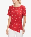 Vince Camuto Desert Bouquet Asymmetrical Top In Coral Sunset