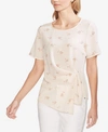 Vince Camuto Desert Bouquet Asymmetrical Top In Shell Pink