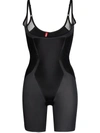 Spanx Haute Contour Open-bust Mid-thigh Shape Suit In Schwarz