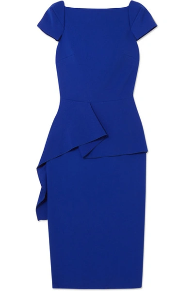 Roland Mouret Aldingham Asymmetric Crepe Peplum Dress In Blue | ModeSens