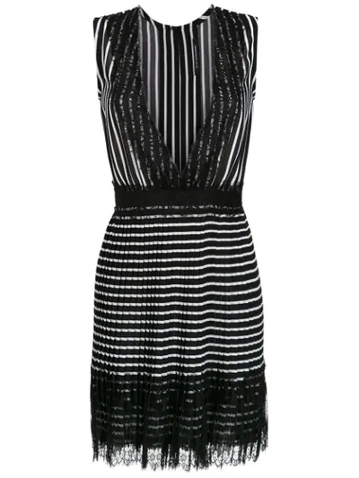 À La Garçonne Lace Details Striped Dress In Black