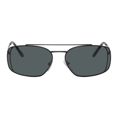 Prada Men's Metal Double-bridge Rectangle Sunglasses In Black