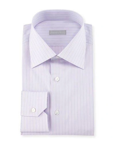 Stefano Ricci Thin-striped Woven Dress Shirt, Purple