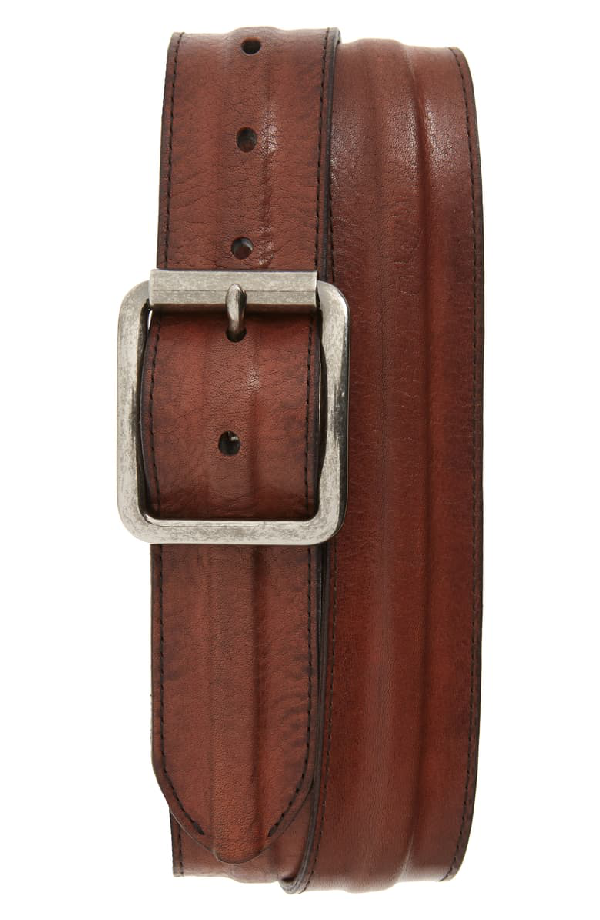 Frye Men's Trapunto Leather Belt In Tan | ModeSens