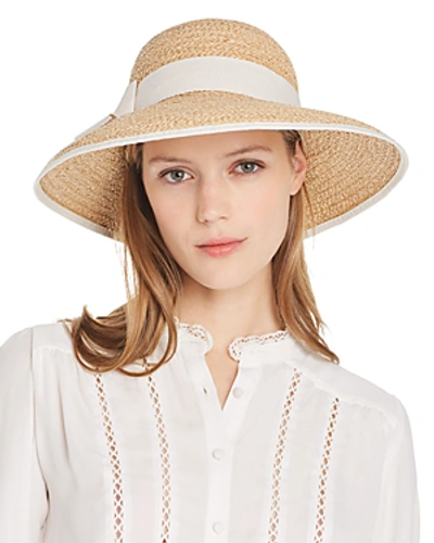Aqua Raffia Straw Sun Hat With Bow Trim - 100% Exclusive In Natural/ivory