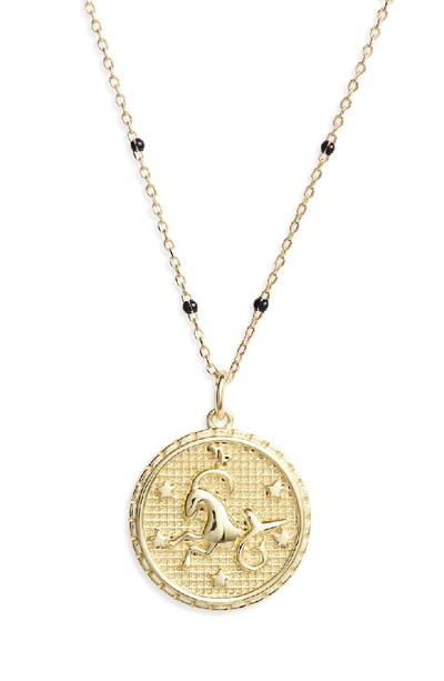 Argento Vivo Zodiac Necklace In 14k Gold-plated Sterling Silver, 16" In Capricorn/gold