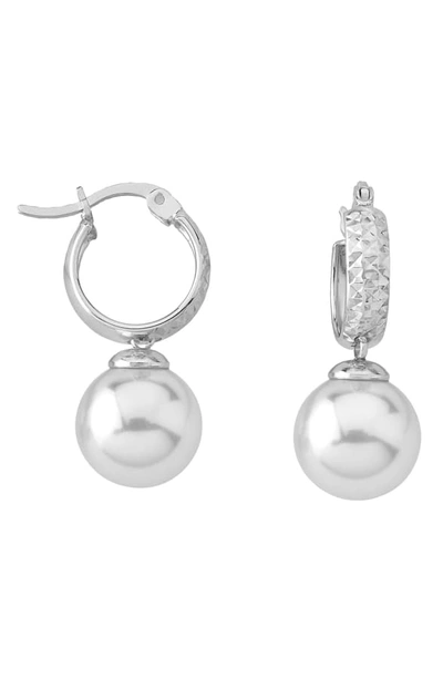 Majorica Round Simulated Pearl Hoop Earrings In Sterling Silver