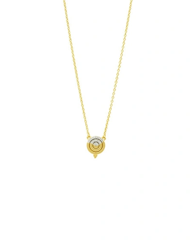 Freida Rothman Fleur Bloom Empire Small Pendant Necklace In 14k Gold-plated & Rhodium-plated Sterling Silver, 16 In Silver/gold