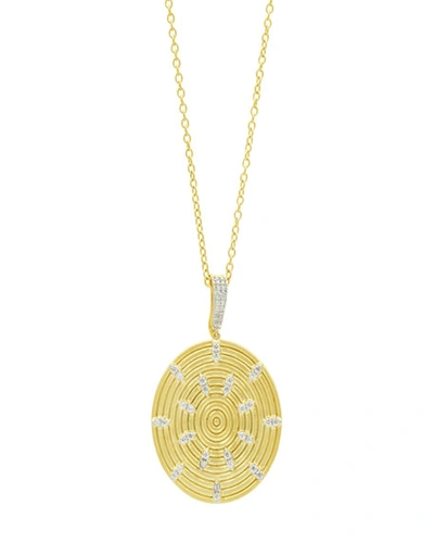 Freida Rothman Fleur Bloom Empire Round Pendant Necklace In 14k Gold-plated & Rhodium-plated Sterling Silver, 30 In Silver/gold