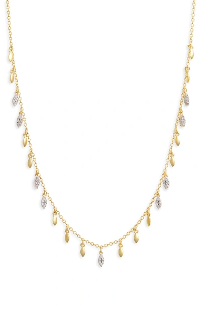 Freida Rothman Fleur Bloom Empire Dangle Necklace In 14k Gold-plated & Rhodium-plated Sterling Silver, 16 In Silver/gold