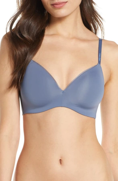 Calvin Klein Sculpted Wireless Triangle Bra In Scorched Denim