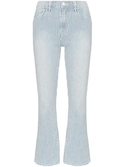 Frame Engineer-stripe Cropped Mini Boot Jeans In Normandie In Blue