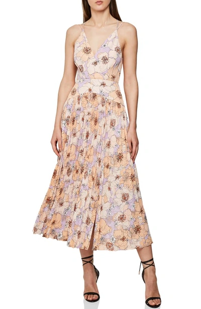 Reiss Corinne Pleated Floral Dress In Pink
