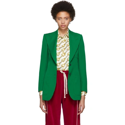 Gucci Single-breasted Wool-crepe Blazer In Green