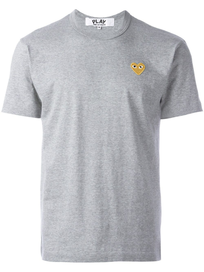 Comme Des Garçons Play Embroidered Heart T-shirt In Grey