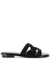 Michael Michael Kors Black Annalee Suede Sandal With Crystals Inserts