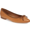 Paul Green Andre Pointy Toe Ballet Flat In Cuoio Leather