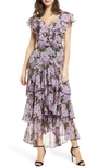 Wayf Chelsea Tiered Ruffle Maxi Dress In Lilac Blossom Floral