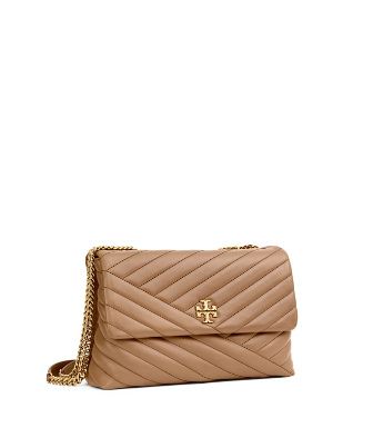 Tory Burch Kira Chevron Quilted Leather Shoulder Bag - Brown In 294 Classic Taupe | ModeSens